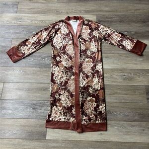 Joy Folie Kimono Robe Girl’s Sz 12 Current Floral Velvet NO BELT Duster Boho